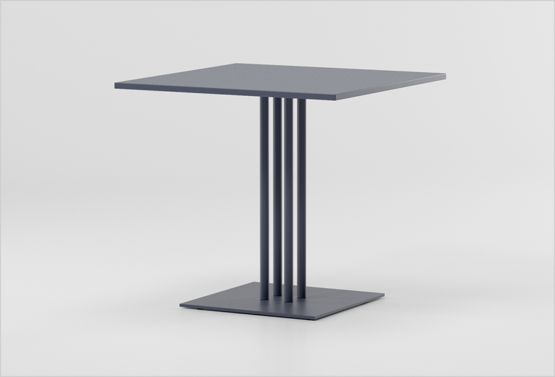 black colored square table on white background