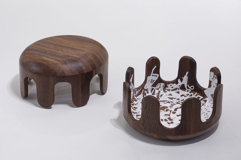 wood stool separated in two pieces