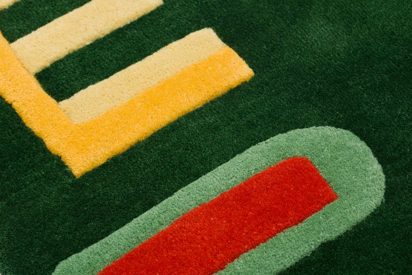 detail of colorful abstract rug
