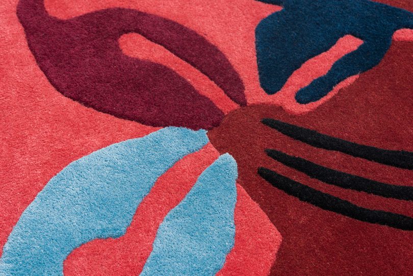 detail of colorful abstract rug