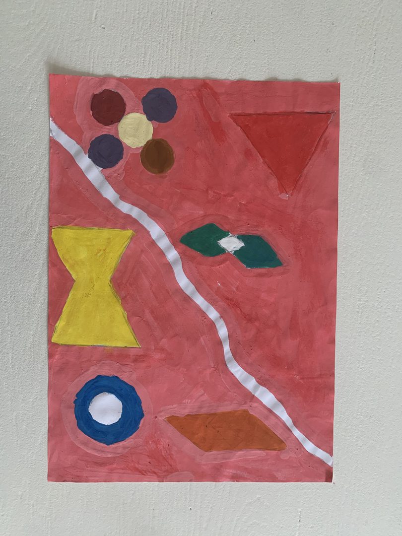 sketch of colorful abstract rug