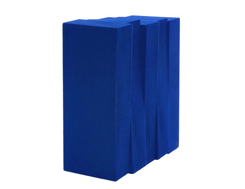 Tower PC case with angled and ridged detailing with blue flocked finish.