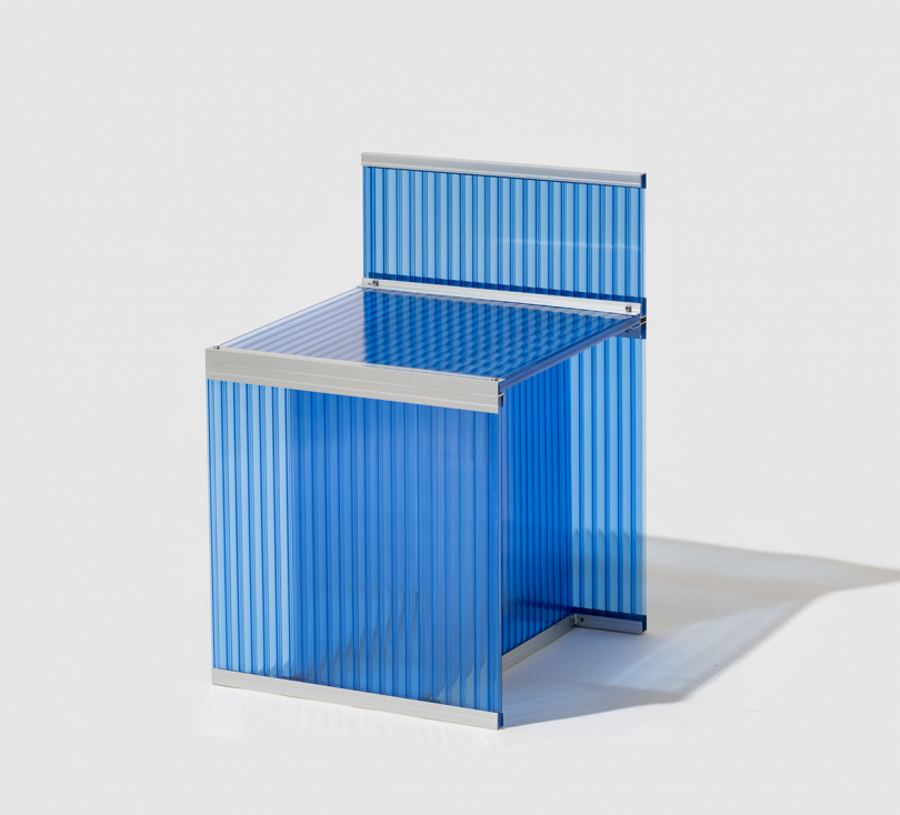 blue polycarbonate chair