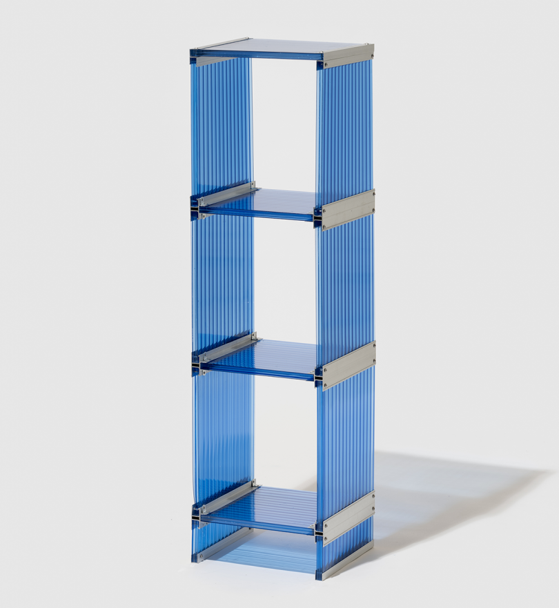 blue polycarbonate shelves