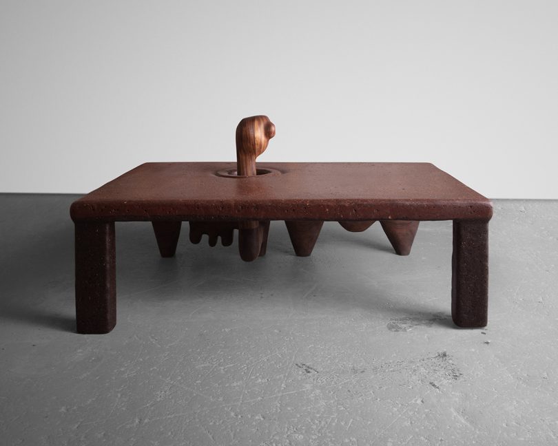 abstract low wood table