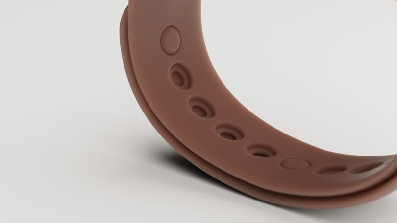 Detail of Dip adjustable silicone wristband.