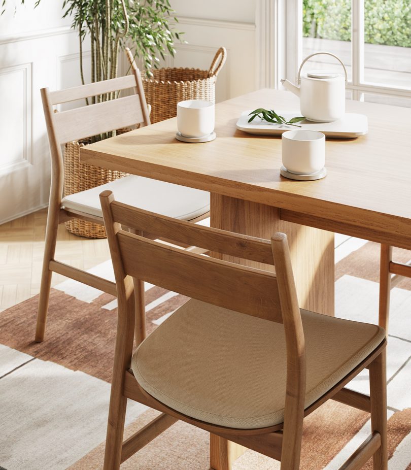 light wood dining table and chairs