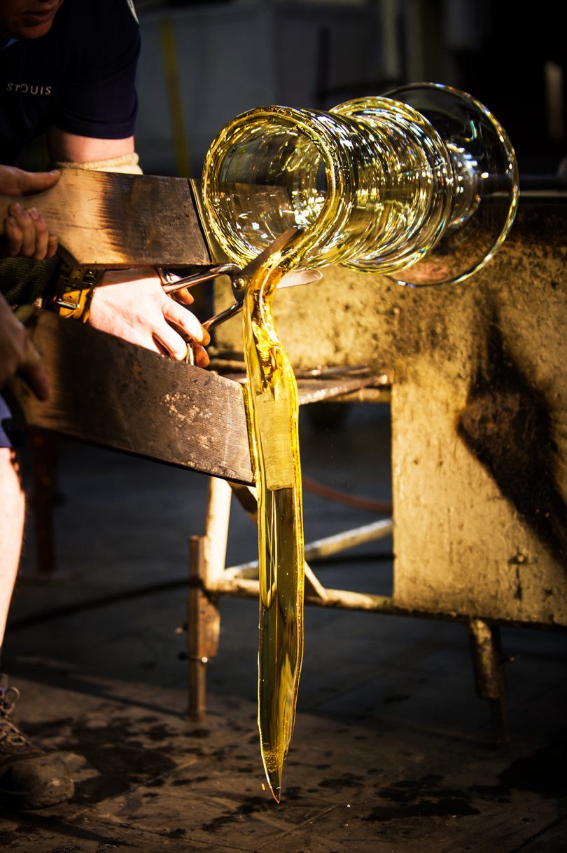 liquid glass being poured