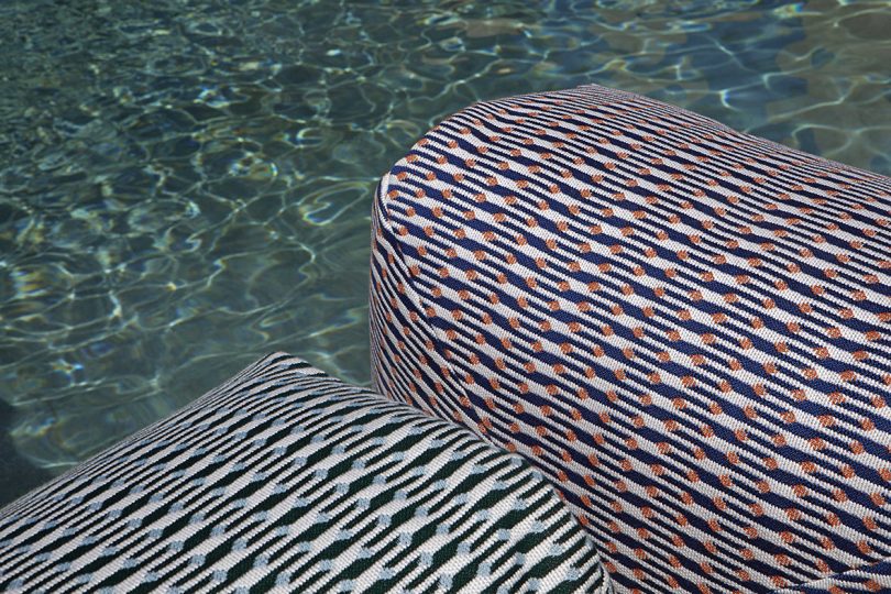 detail of overstuffed outdoor chairs