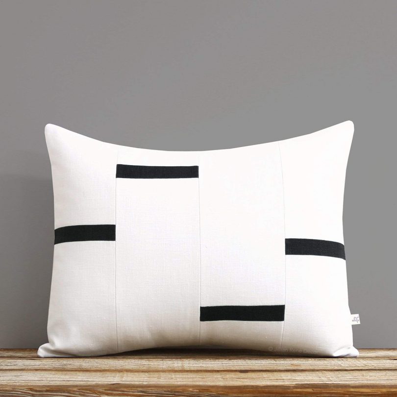 black and white geometric throw pillow