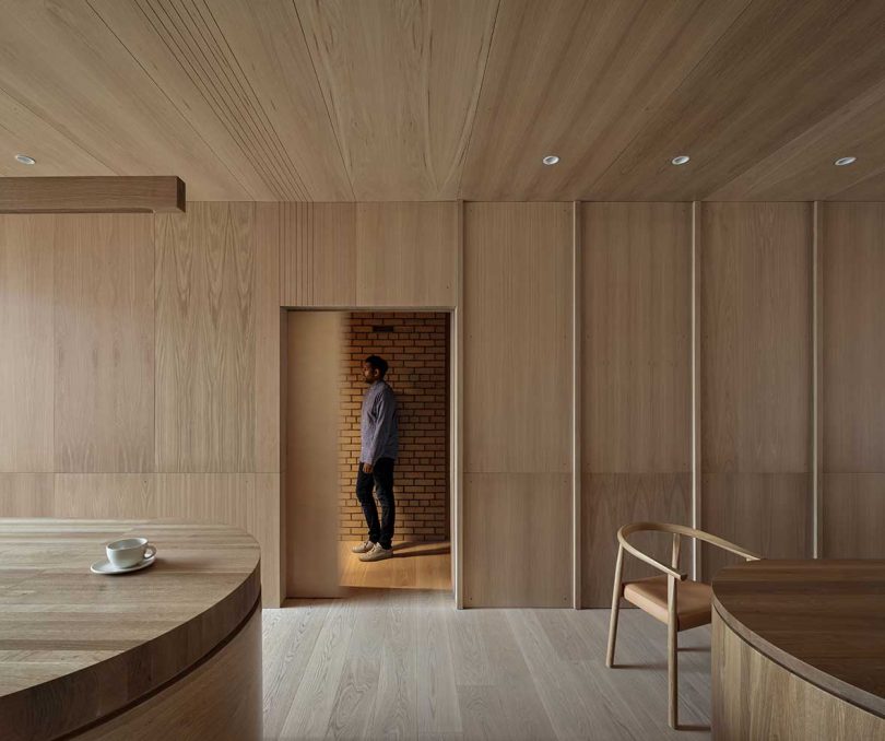 modern interior clad in wood