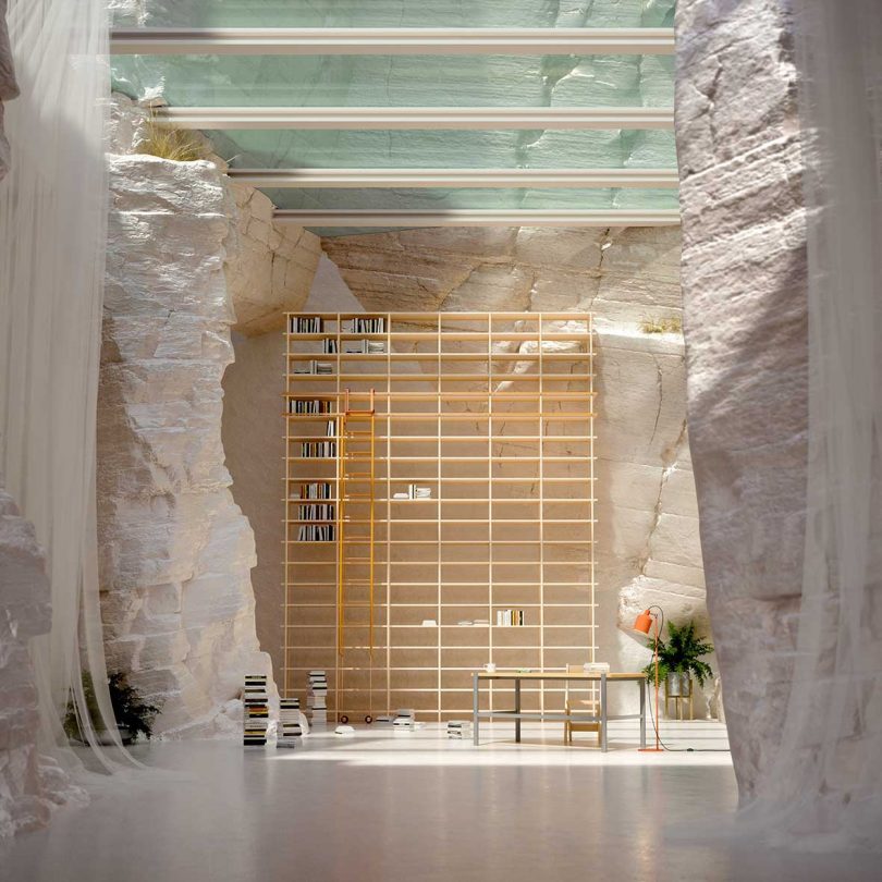 A Fantasy Cave Residence Is Designed to Showcase a Bookcase