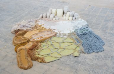 Discarded Materials Become Molten Memories: A Collaged Rug Installation