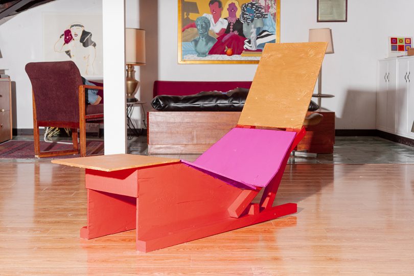 colorful wood lounge chair