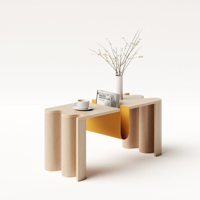 The Multifunctional Cloth Table Features a Magazine Holder Front + 