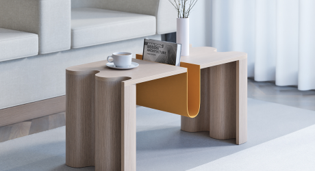 The Multifunctional Cloth Table Features a Magazine Holder Front + Center