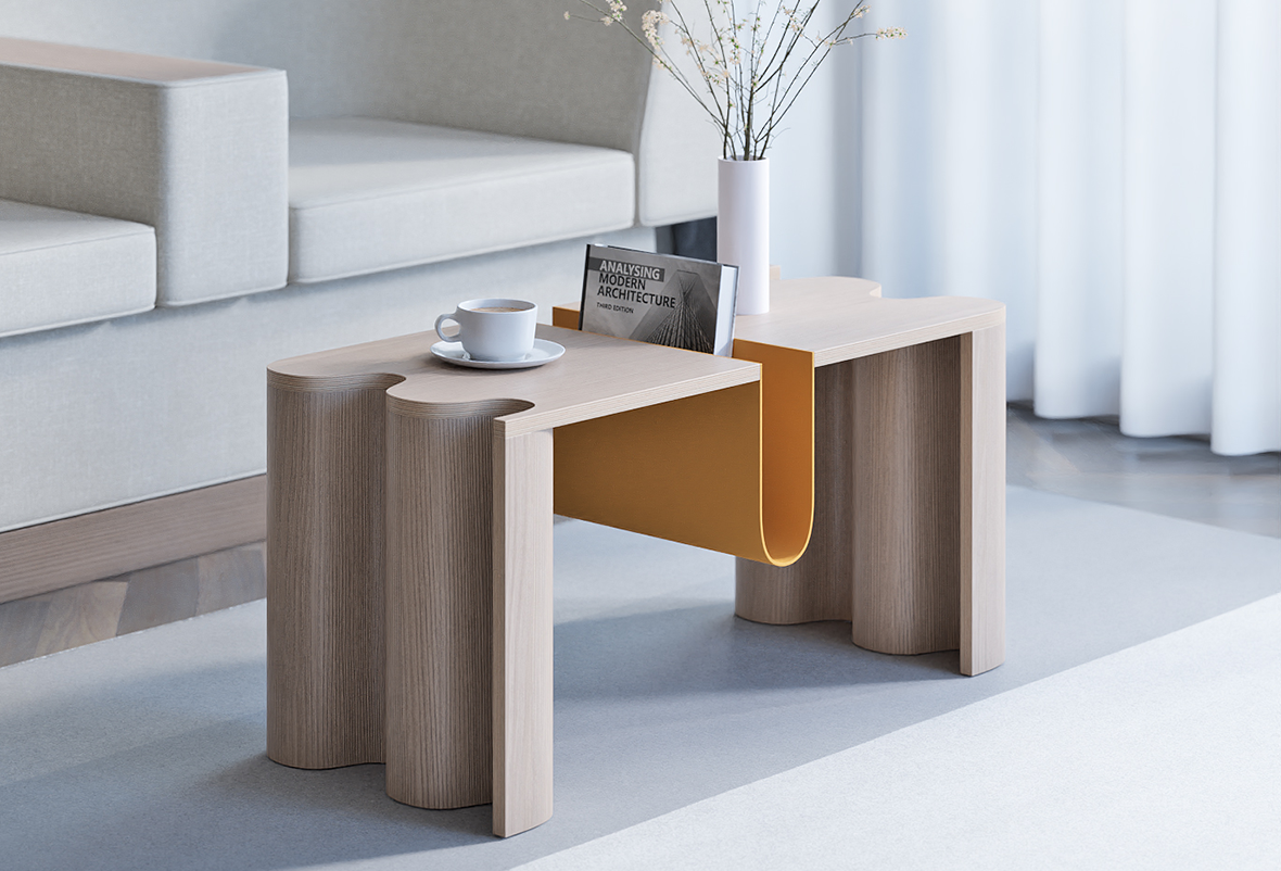 The Multifunctional Cloth Table Features a Magazine Holder Front + Center