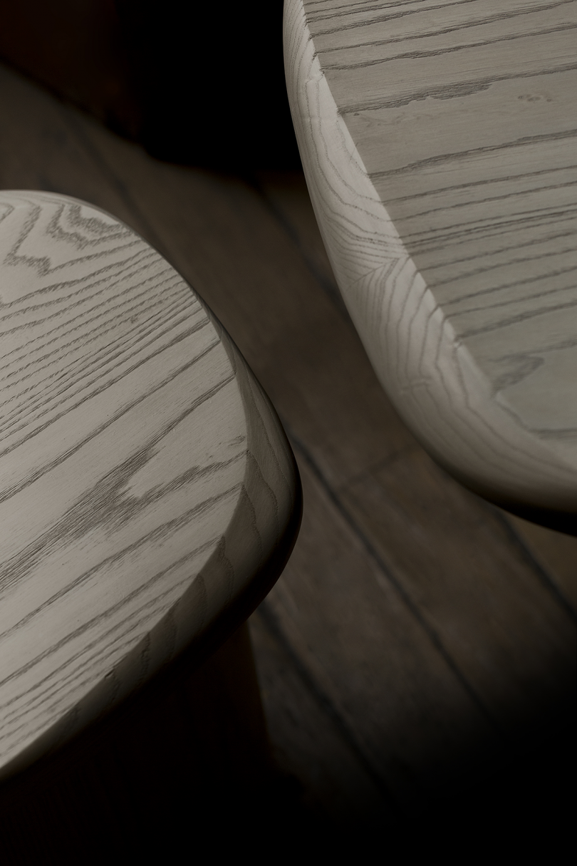 detail of two poplar side tables
