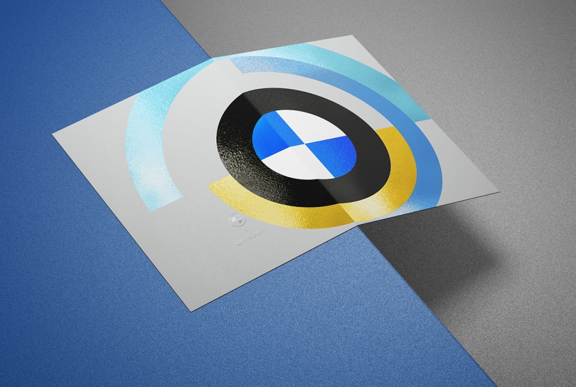graphic BMW logo on car hood