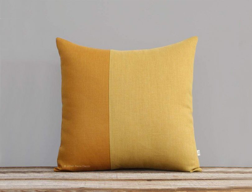 Yellow Colorblock Pillow - Marigold and Squash by Jillian Rene Decor