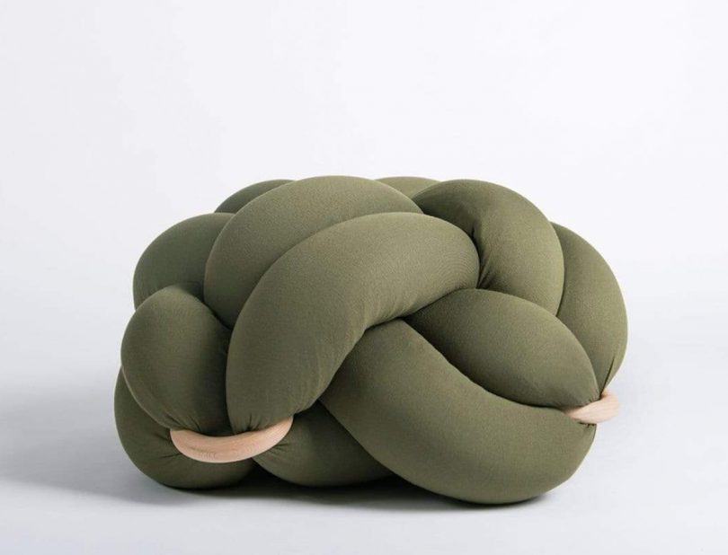 Large Olive Green Cotton Knot Floor Cushion by Knots Studio 