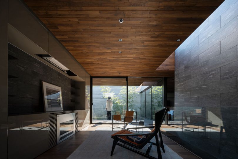Casual living space on the upper level adjacent the internal courtyard