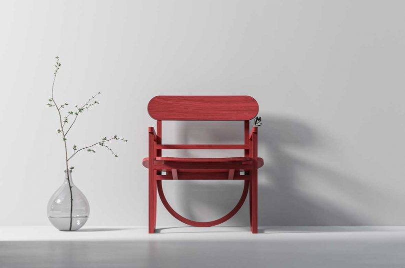 red modern rocking armchair