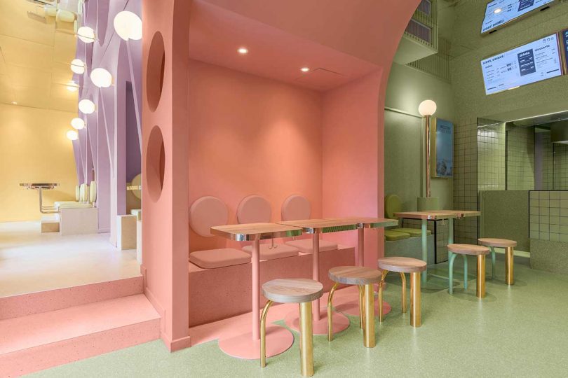 A Burger Joint With a Fresh Pastel + Swimming Pool Look in Milan