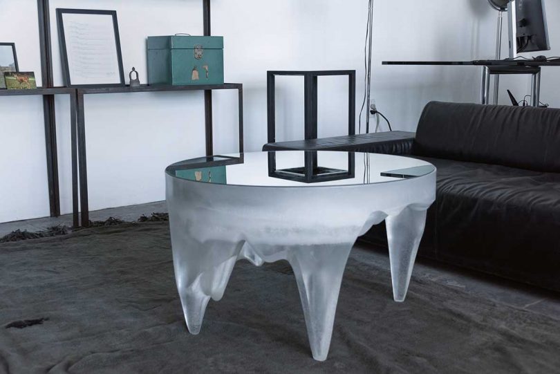resin table with irregular shaped legs