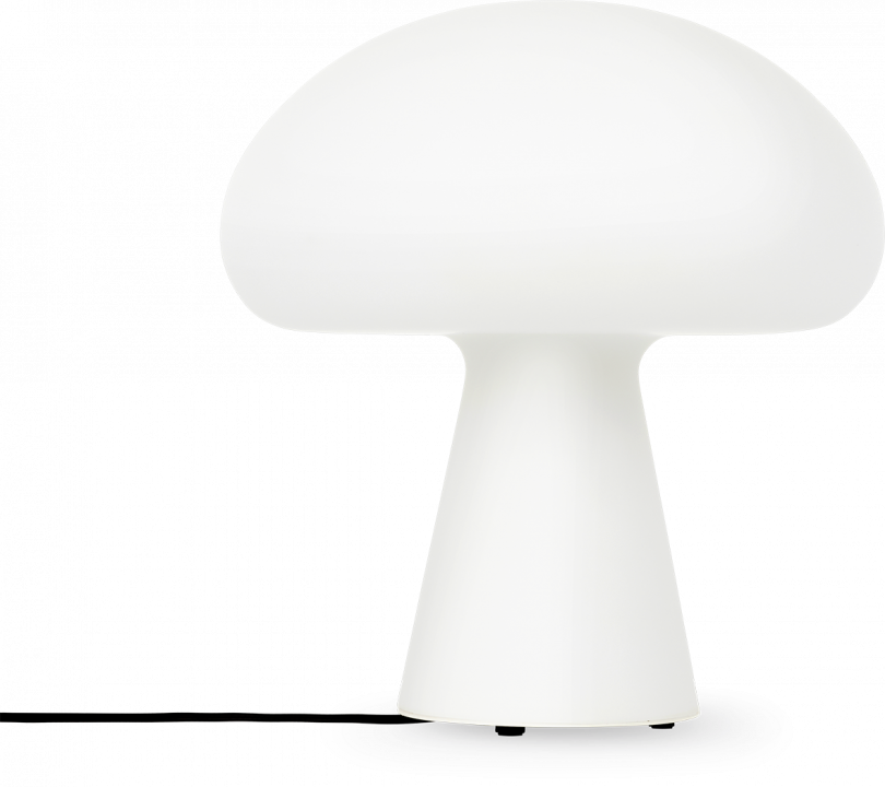 white mushroom-shaped lamp on white background