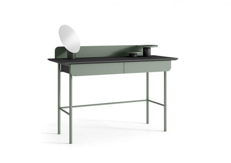 grey wood desk on white background