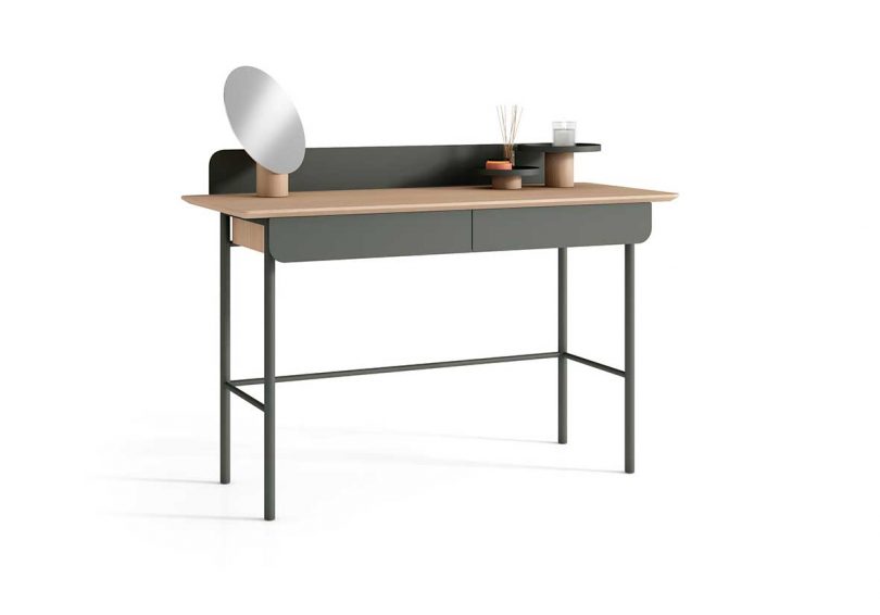 mixed light and grey wood desk on white background