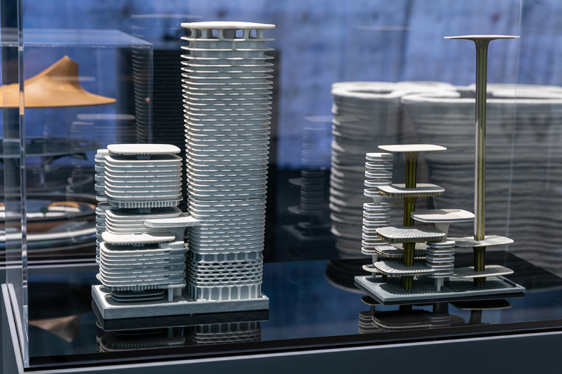 two modern highrise architectural models