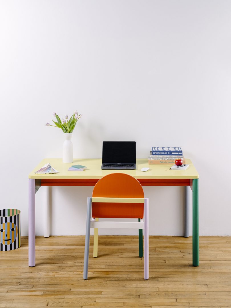 styled multicolored desk and chair