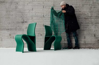 This Kelp Chair Is 3D Printed Using Recycled Fishing Nets + Wood Fiber
