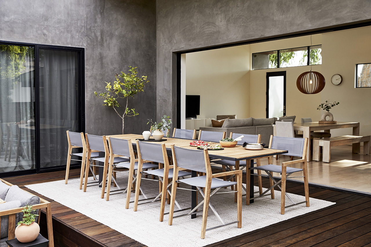 The Aluminum + Teak Dining Collection Is a New Reason to Dine Al Fresco