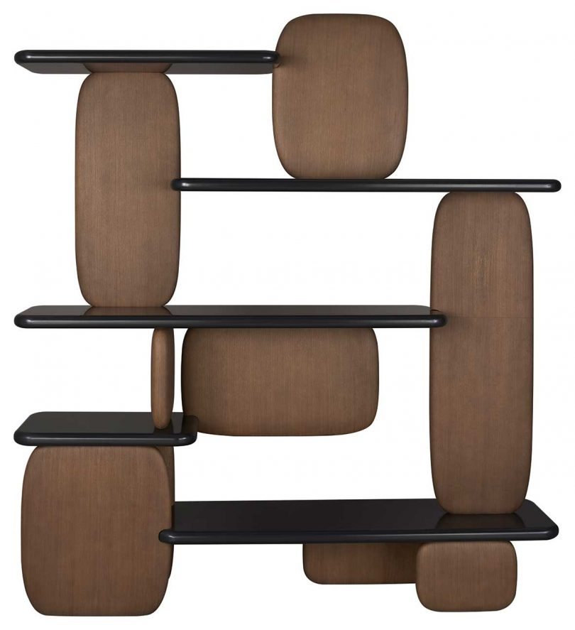 modern squircle wood bookcase