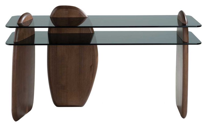 modern squircle wood double top console