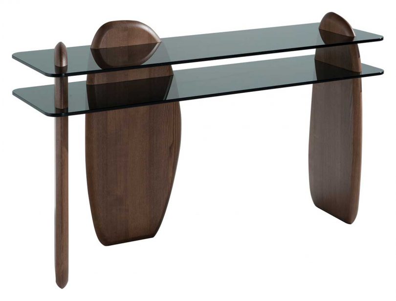modern squircle wood double top console