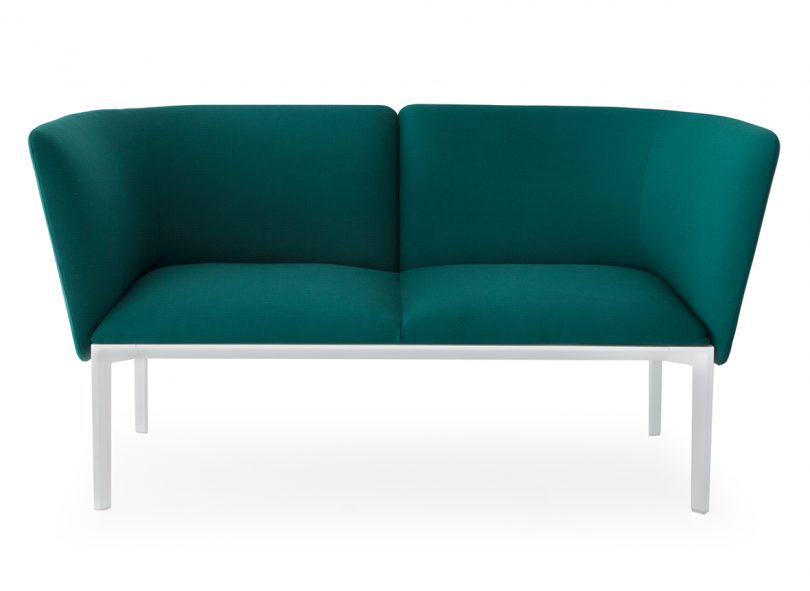 green outdoor sofa on white background
