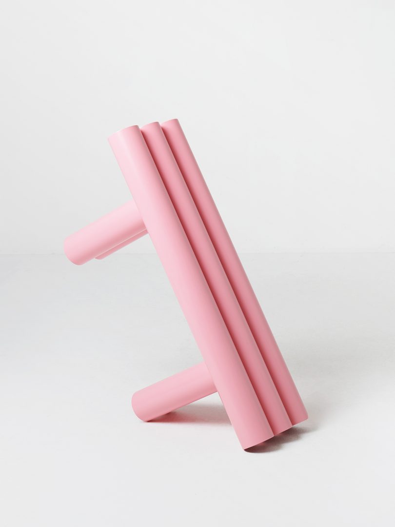light pink tube bench