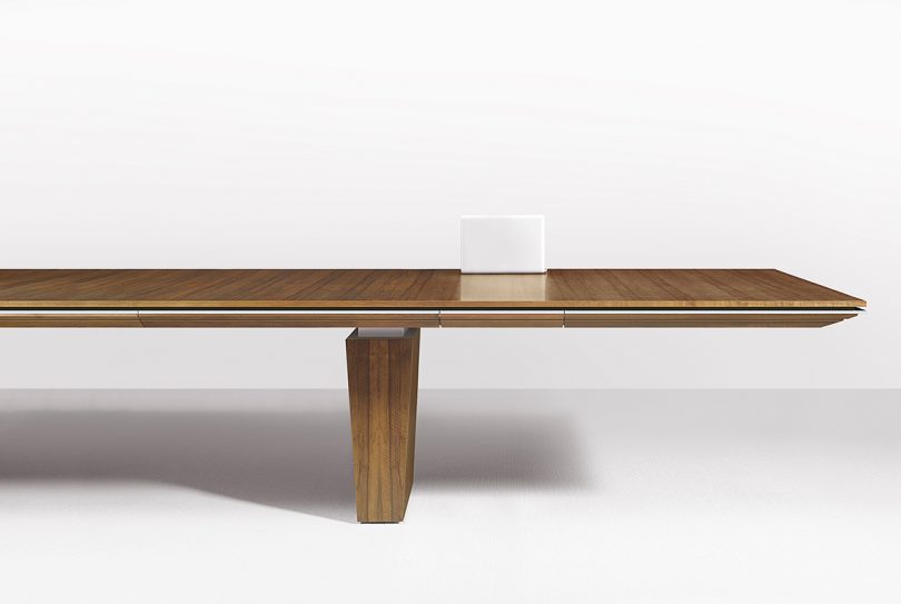 wood conference table on white background