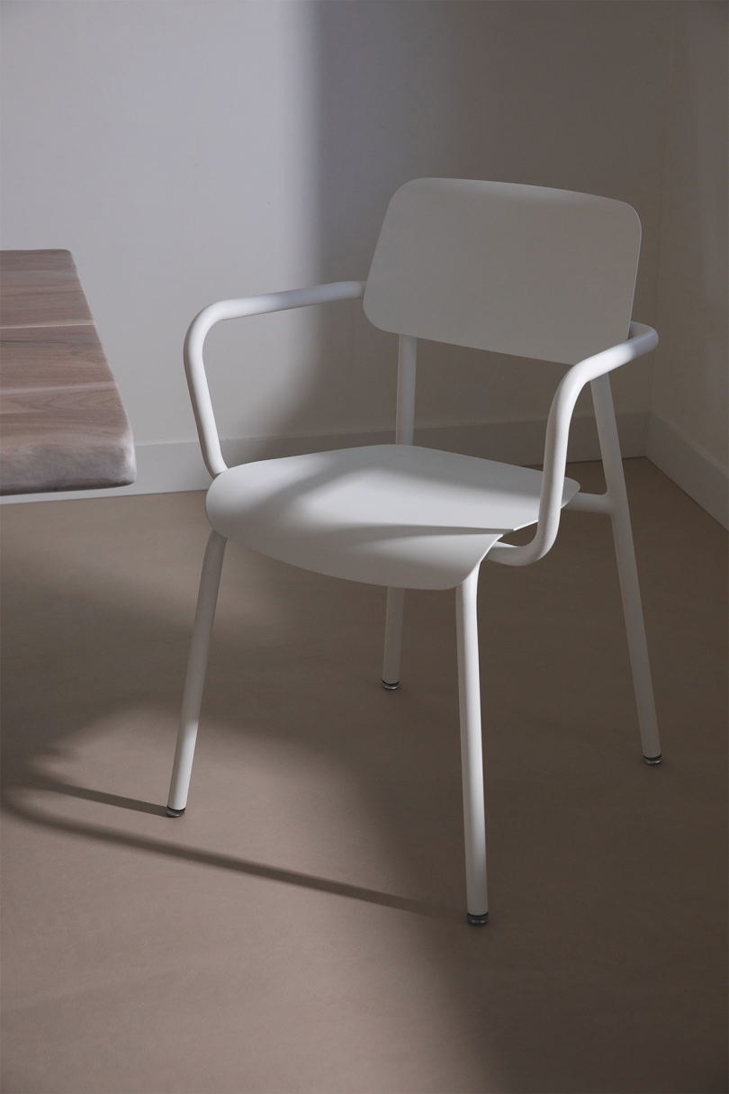 white dining armchair