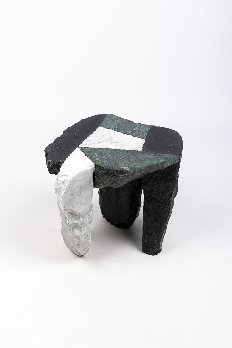 black and white abstract stool