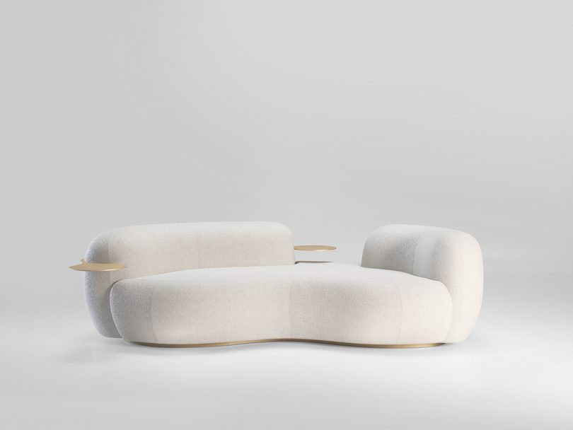 curved white sofa