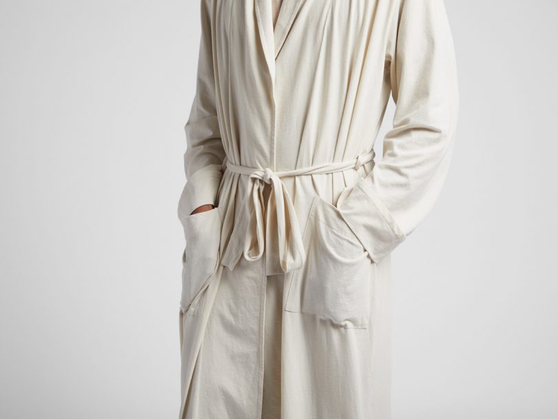 detail of white cotton robe