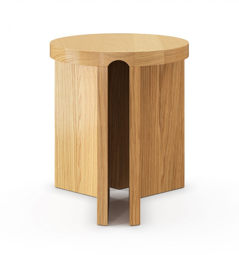wood accent table on white background