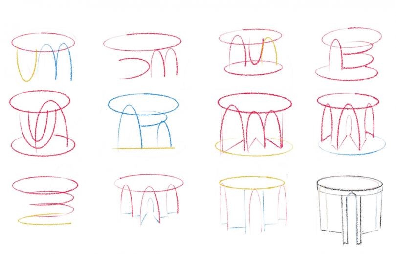12 colorful sketches of a table