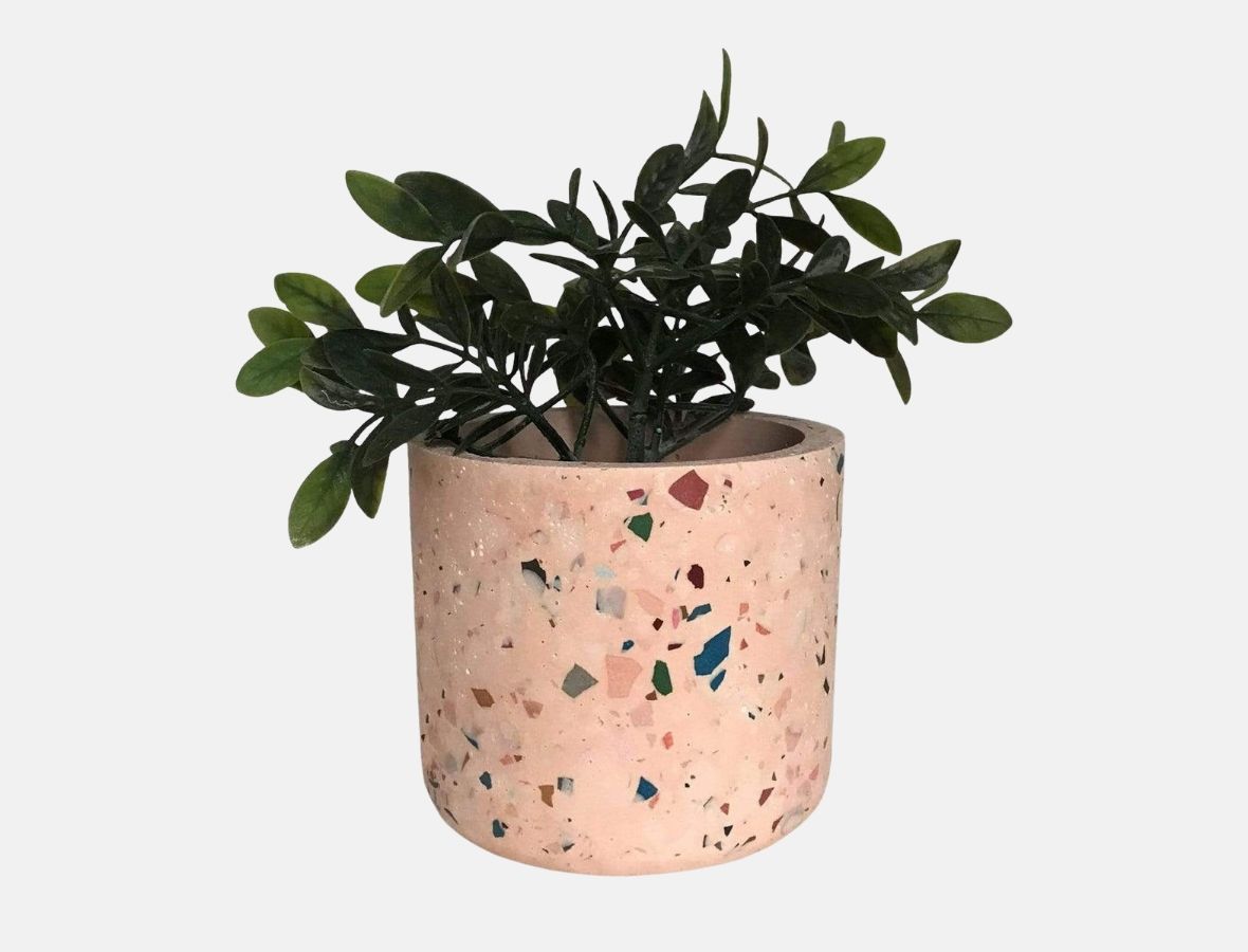 pink terrazzo planter