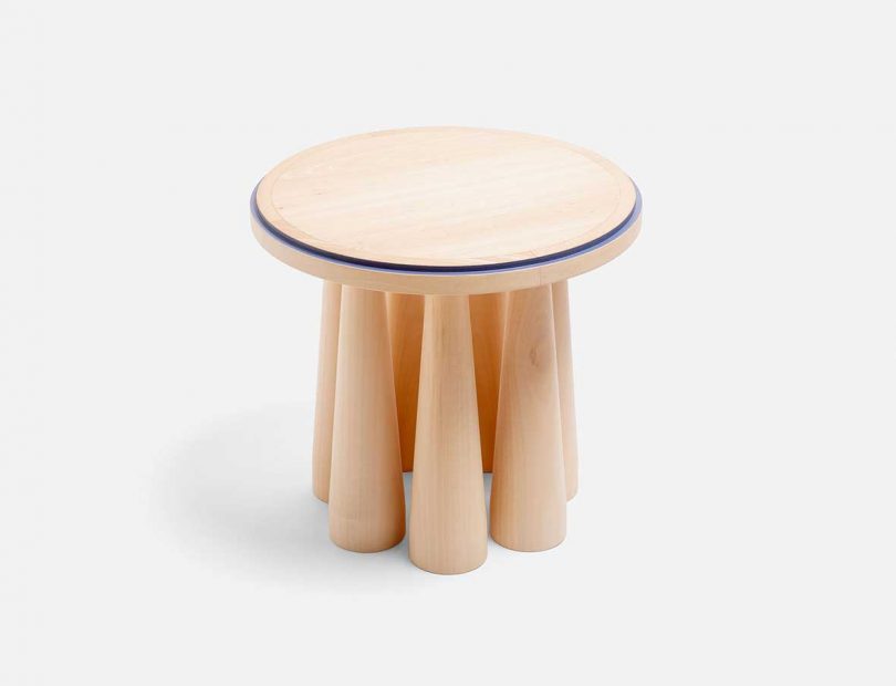 light wood table on white background